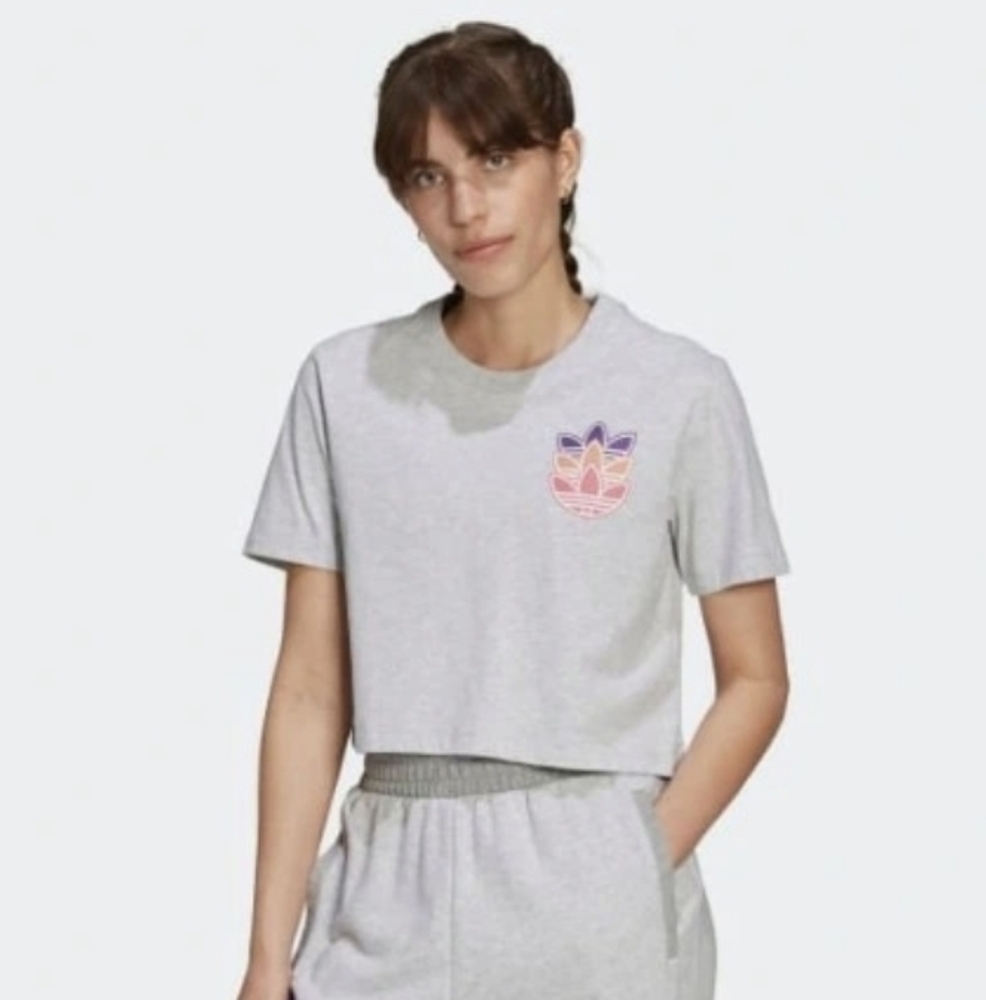 Adidas Triple Logo Cropped Tee, S